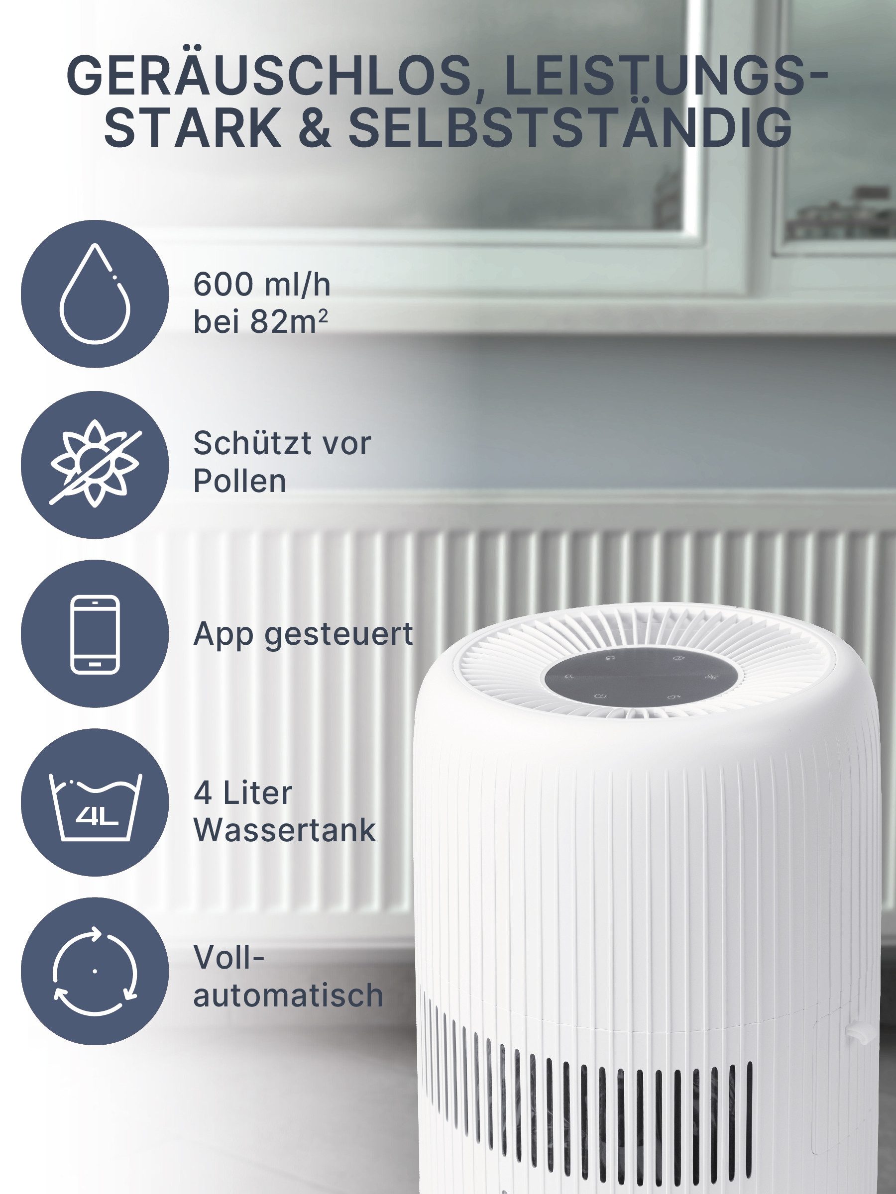 Luftbefeuchter Comedes Luftbefeuchter Umecto 600, bis 82m², 4,0 Liter Wassertank