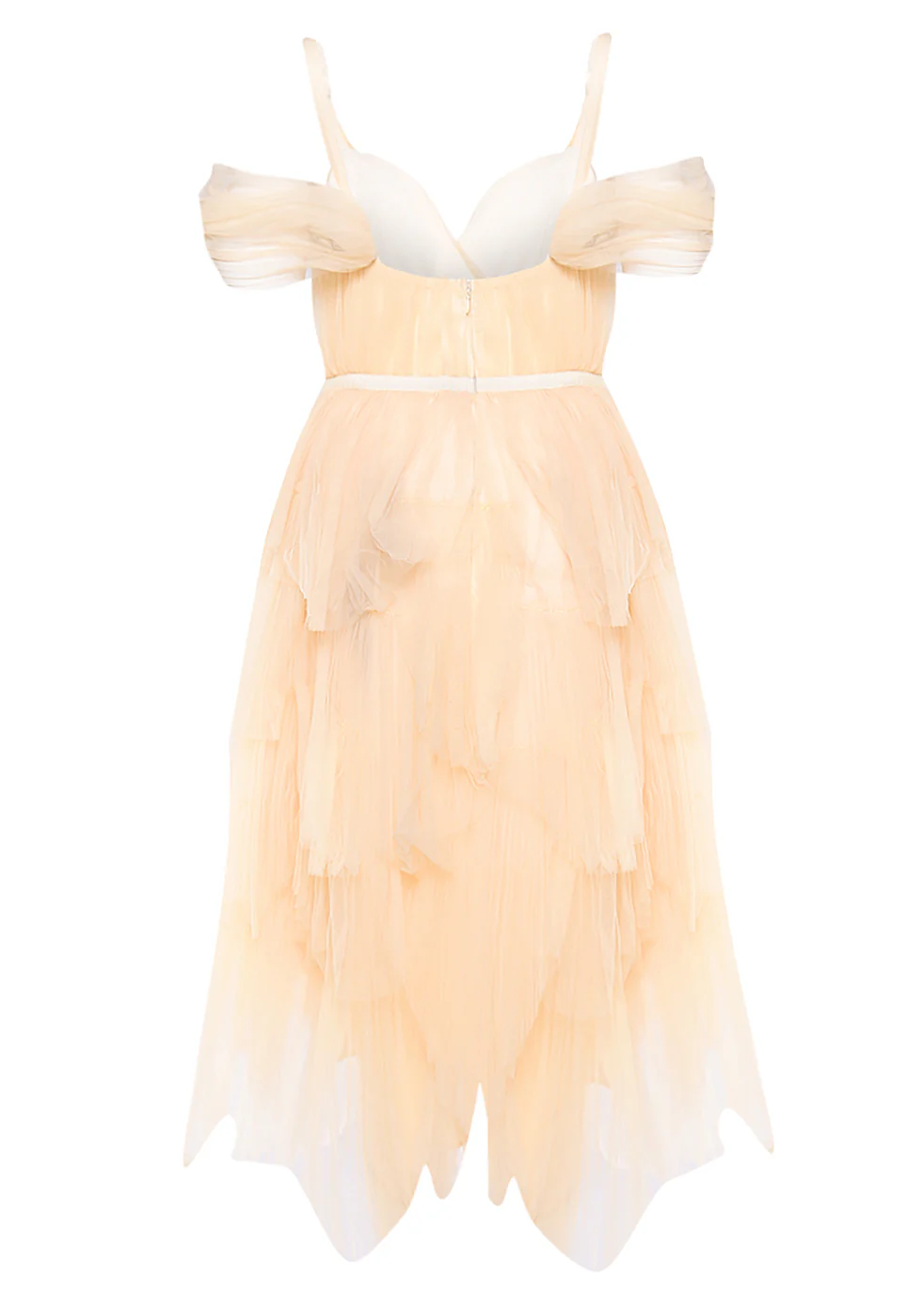Cream Isla Pleated Petal Skirt Midi-Dress