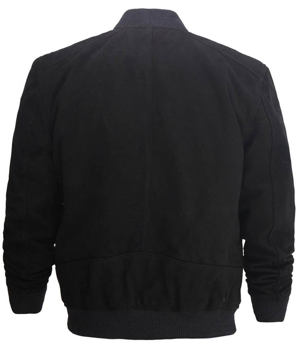 Mens Suede Leather Black Bomber Jacket