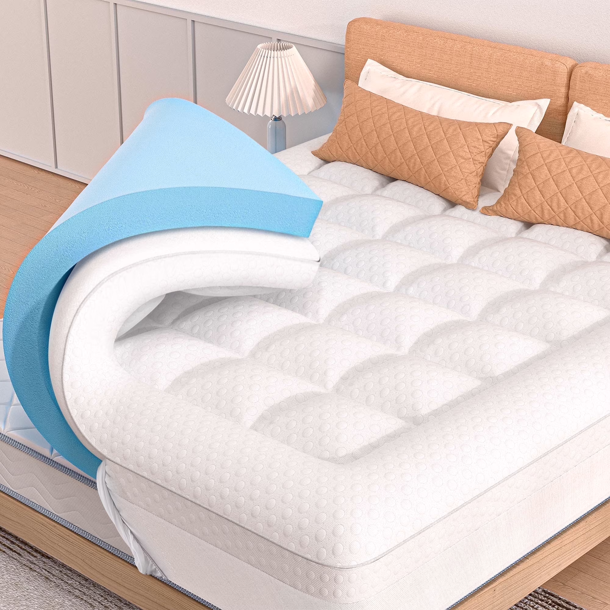 COOLHUT 4-Inch Dual Layer Gel Memory Foam Mattress King Size, 2-Inch Cooling Gel Memory Foam Plus 2-Inch 100% 400TC Ultra Thick Soft Mattress Pillow Cover, Cool Comfort, Breathable Pressure Reduction