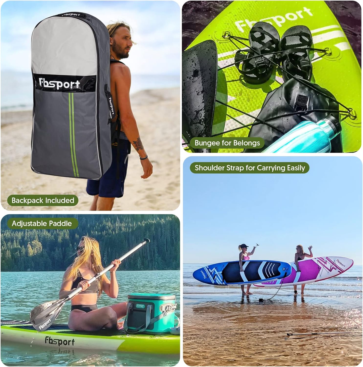 Premium-Stand-Up-Paddle-Board, Yoga-Board mit strapazierfähigem SUP-Zubehör und Tragetasche | Breiter Stand, Surf-Kontrolle, rutschfestes Deck, Leine, Paddel und Pumpe für Jugendliche und Erwachsene