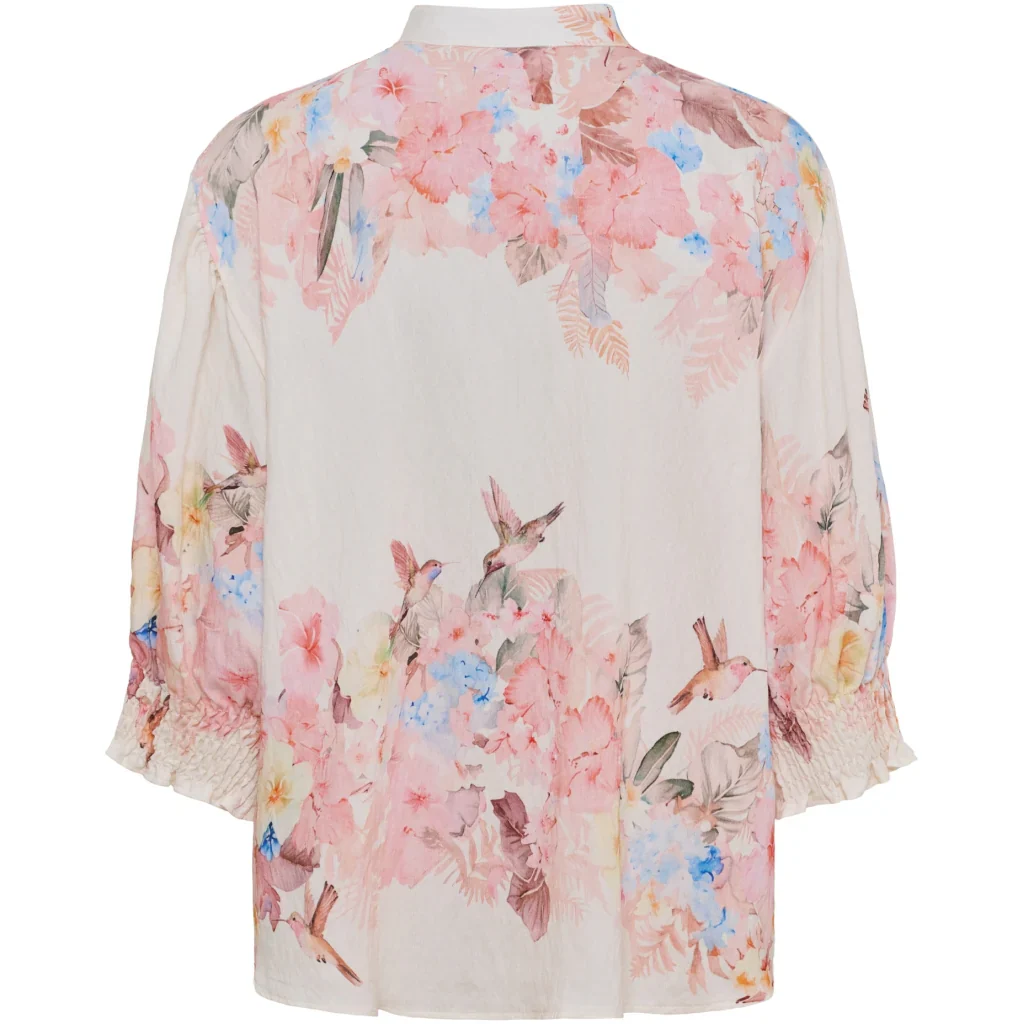 Smocked Sleeve Printed Blouse �C Rosa | Women's Luxury Viscose Top