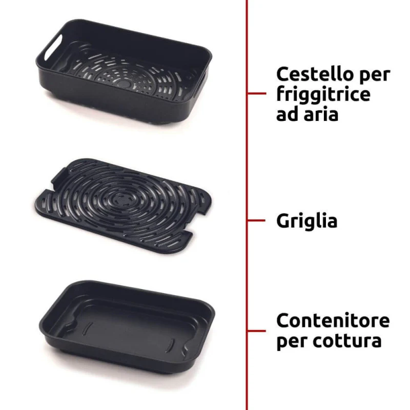 Friggitrice ad aria e Griglia 1700W - 8L - 8 funzioni di cottura - Nero