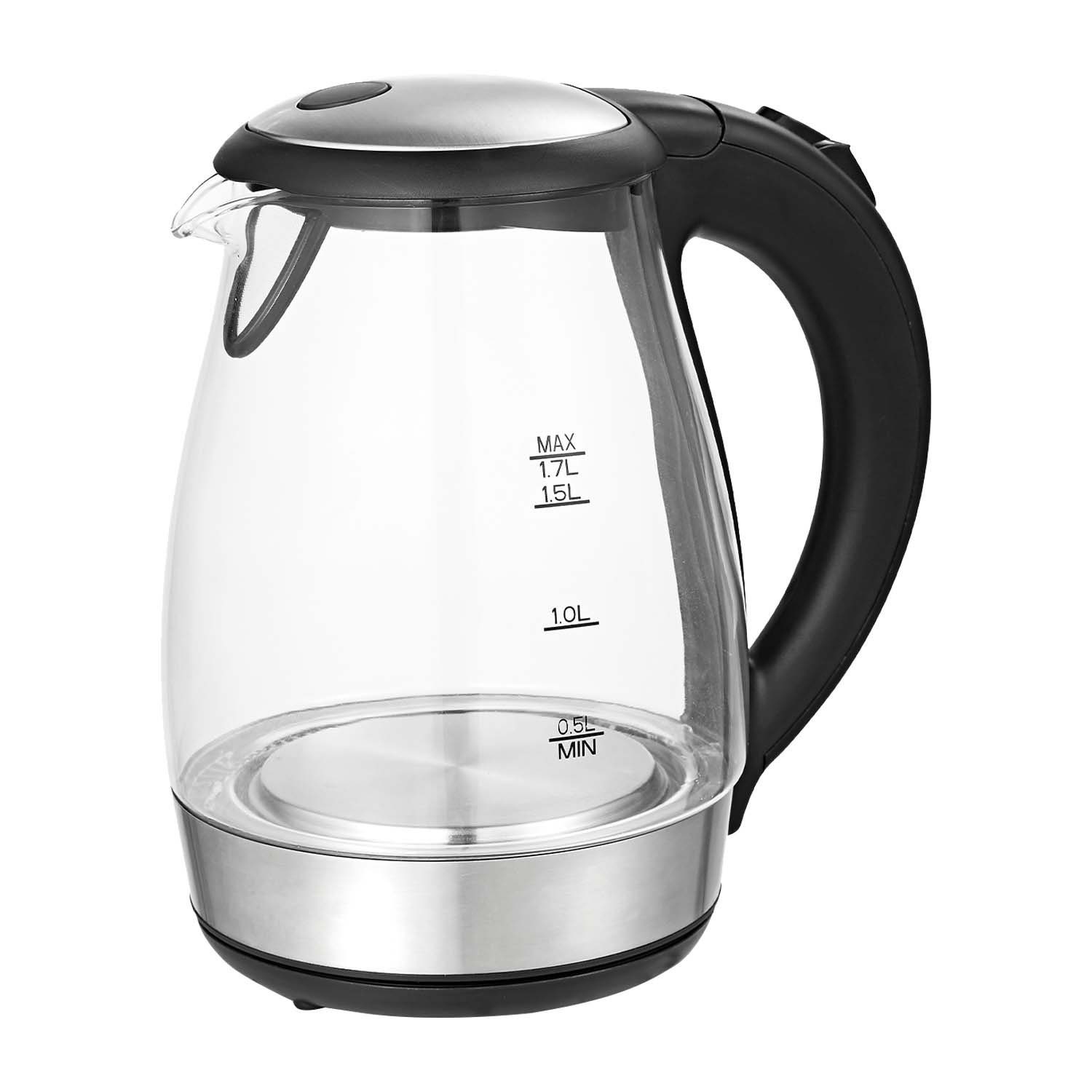 Wasserkocher Glas Wasserkocher, 1,7 L, Kalkfilter, 2200W, LED Innenbeleuchtung