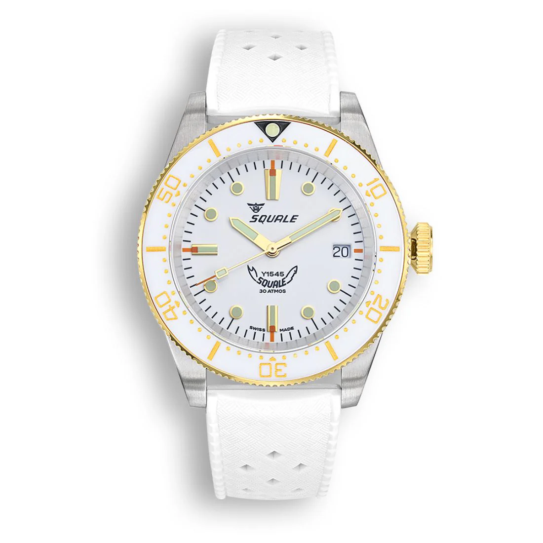 Orologio Squale 1545 bianco bracciale gomma ghiera ceramica sub 300mt 1545WTWT.HTW