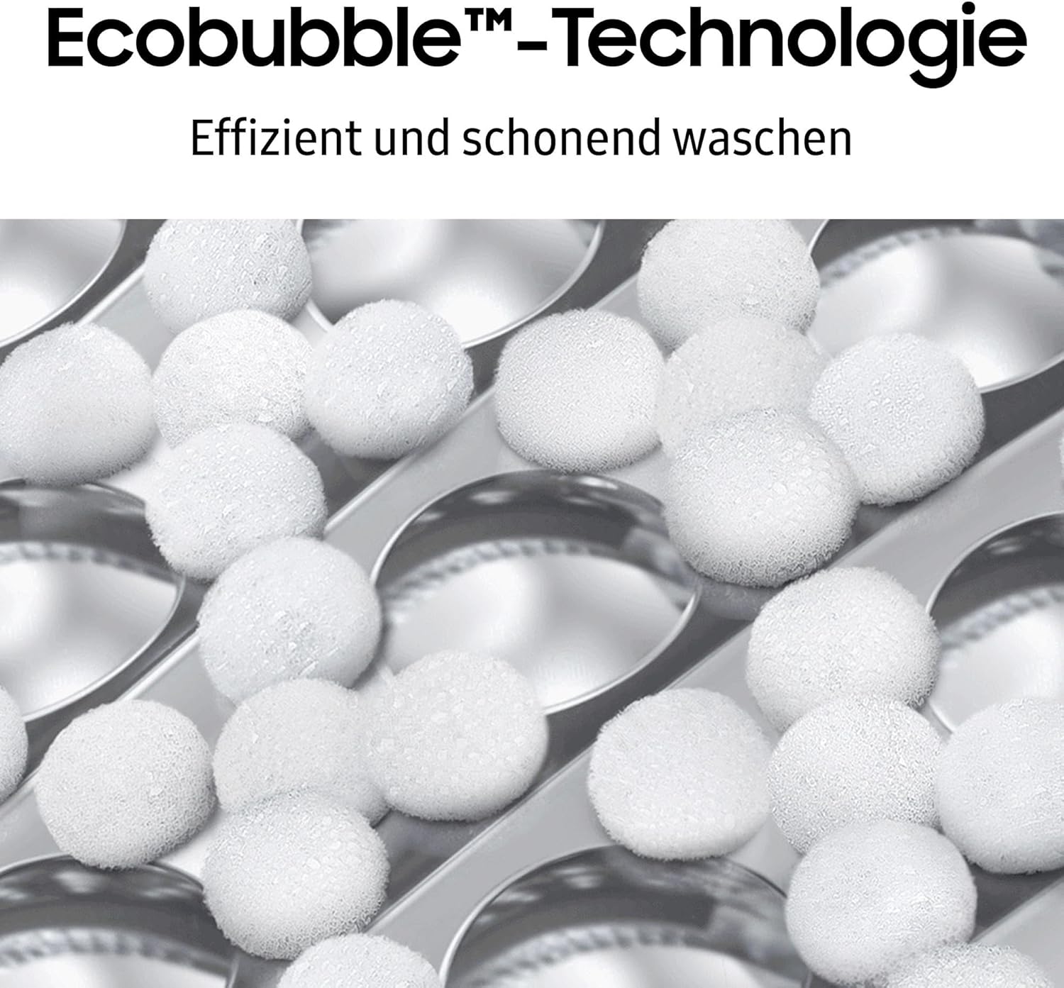 Samsung Waschmaschine, 8 kg, 1400 U/min, Ecobubble, Simple Control, WiFi SmartControl, SuperSpeed 59 Min, Inox/Schwarz, WW80T604ALXAS2