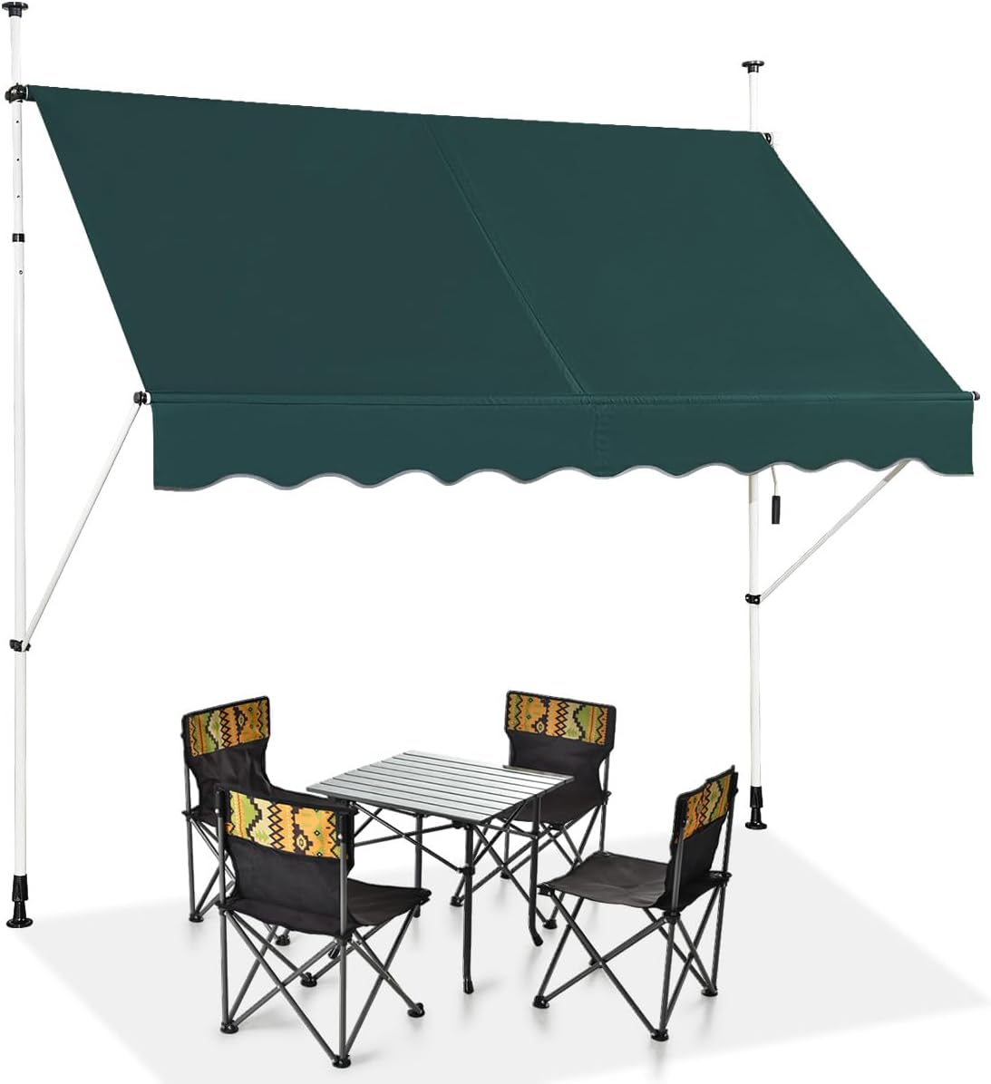 COSTWAY Tenda da Sole per Balcone, Tenda da Sole a Morsetto per Esterno, Regolabile in Altezza, Telaio Telescopico Senza Forare, Telo Resistente ai Raggi Solari (250 cm, Beige)