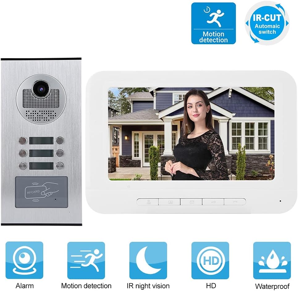 Cosiki Video Citofono, Citofono 5 Fili Universale, Campanello Citofono Kit Videocitofono Campanello Video 5 Appartamenti per Casa Videocitofono Smart Citofono Condominiale
