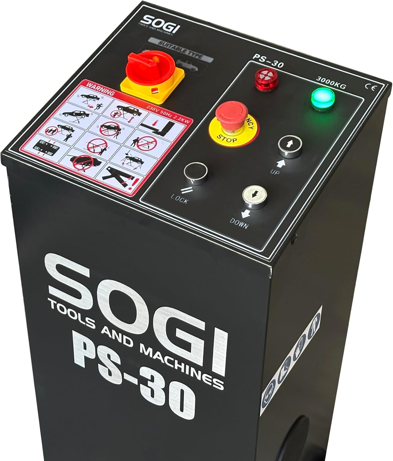 Sogi PS-30 Ponte Sollevatore per Auto a Forbice - elettroidraulico - Portata 3000 kg - a Pavimento - 230 V