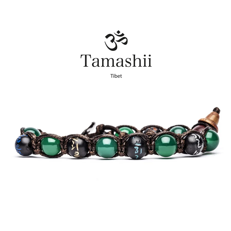 Bracciale Tamashii BHS200-12 mantra in agata verde