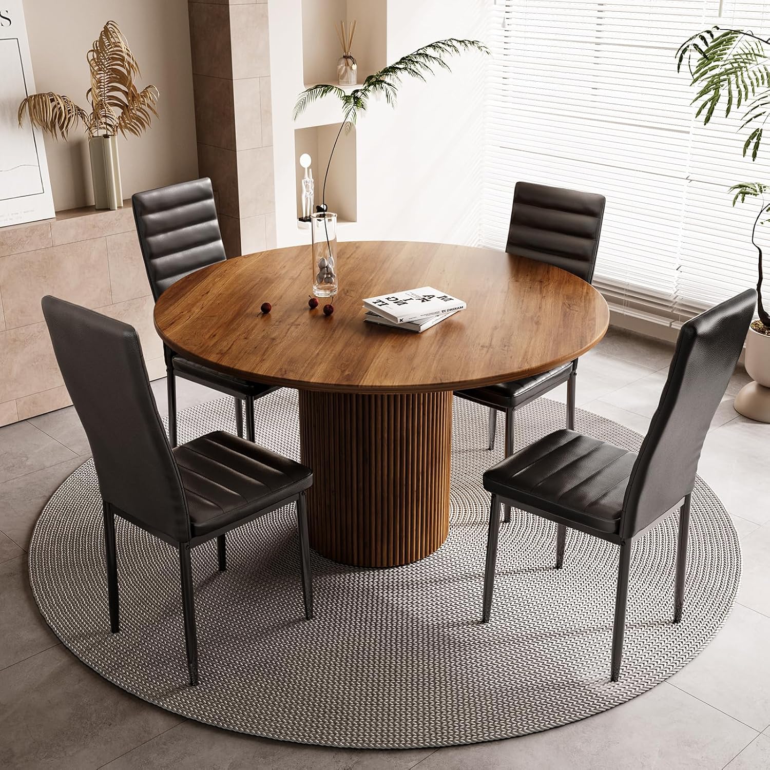 Bealife Set di 6 Sedie da Pranzo con Schienale Alto Imbottite Moderne per Cucina e Sala da Pranzo, Grigio Scuro Flanella