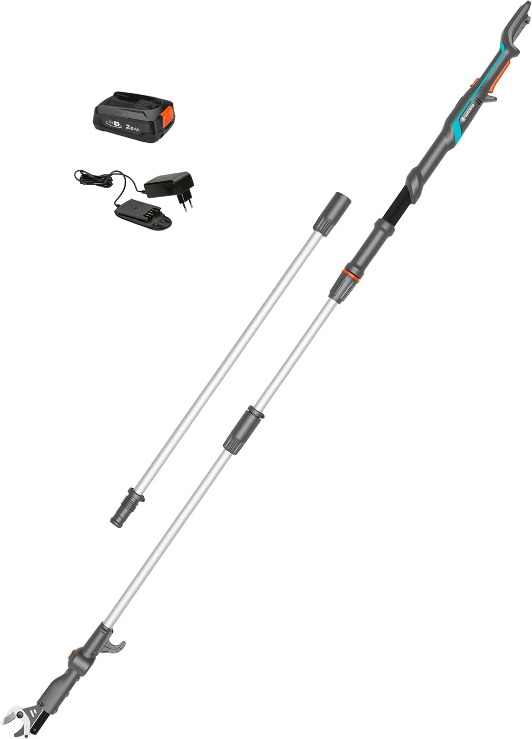 Gardena Akku-Teleskop-Baumschere HighCut 360/18V P4A Ready-to-Use Set: Bis zu 5 m Reichweite, Schwenkbarer Schneidkopf, Ergonomisch, LED-Anzeige
