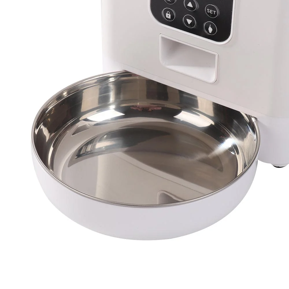 Automatic Pet Feeder with Bowl | Programmable Schedule | Battery Operated | White & Black | Cats & Dogs