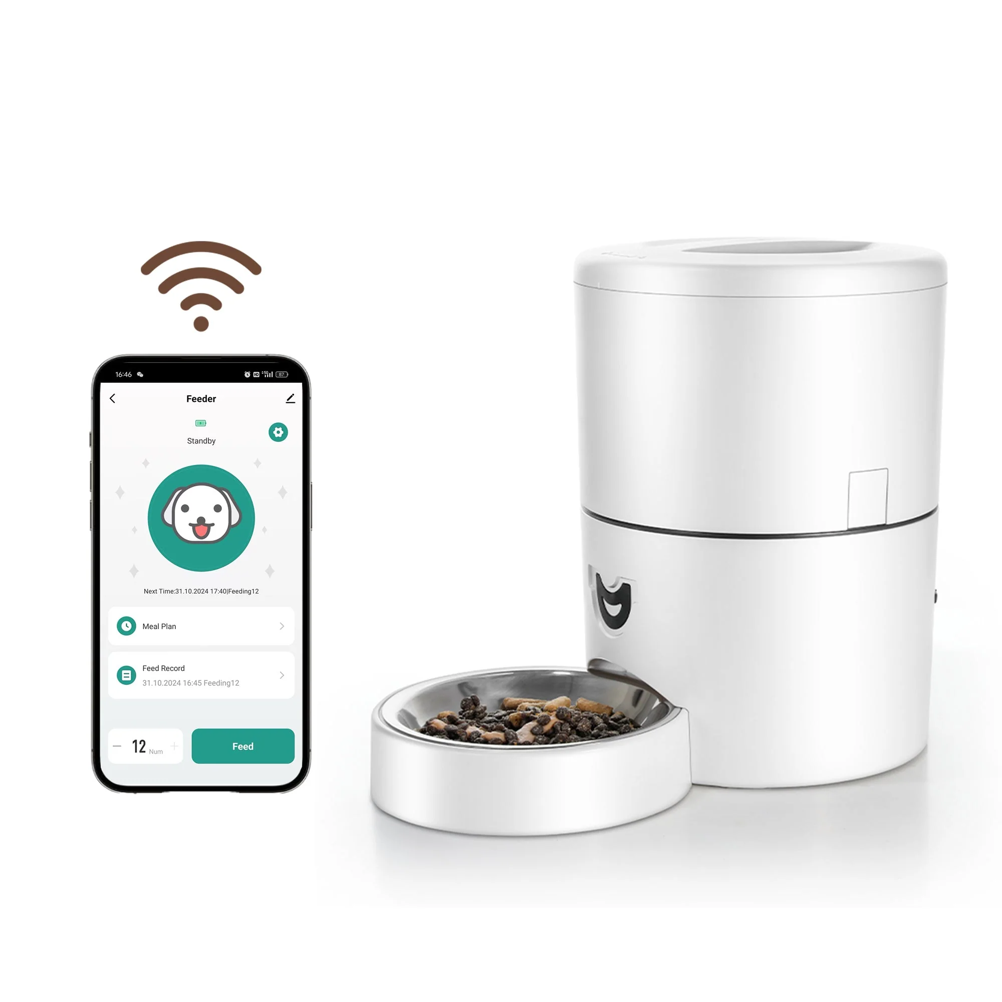 4L Automatic Pet Feeder �C App-Controlled with Scheduling & Battery Backup