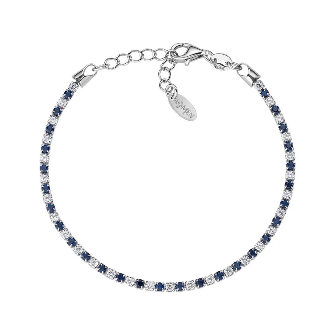 Bracciale Amen tennis zirconi bianchi e blu BTABBBL16