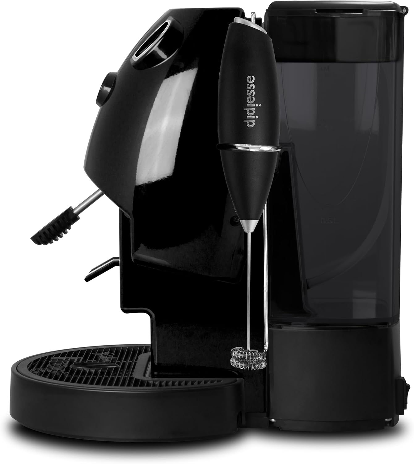 Didiesse Baby Frog Coffee & Tea – Macchina da Caffè a Cialde, con Frullino Montalatte e Doppio Portacialde per Caffè e Tè, Basso Consumo 450W, Erogatore Acqua Calda. (Nero)