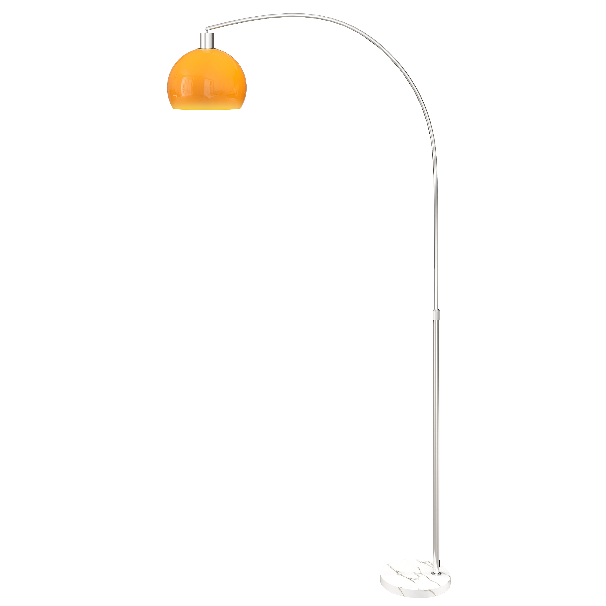 HOMCOM Bogenstandlampe mit Fußschalter, aus Marmor, Metall und Kunststoff, 26x90x180 cm, Weiß und Orange
