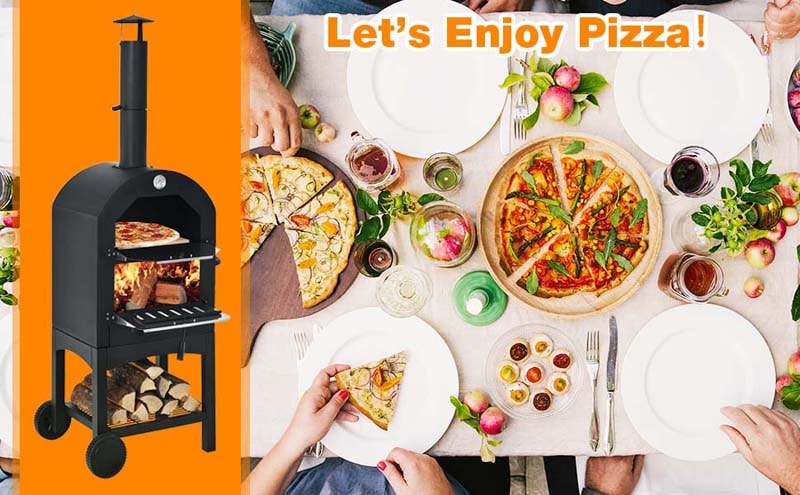 Eletriclife Outdoor Pizza Oven Wood Fire Pizza Maker Grill with Waterproof Cover