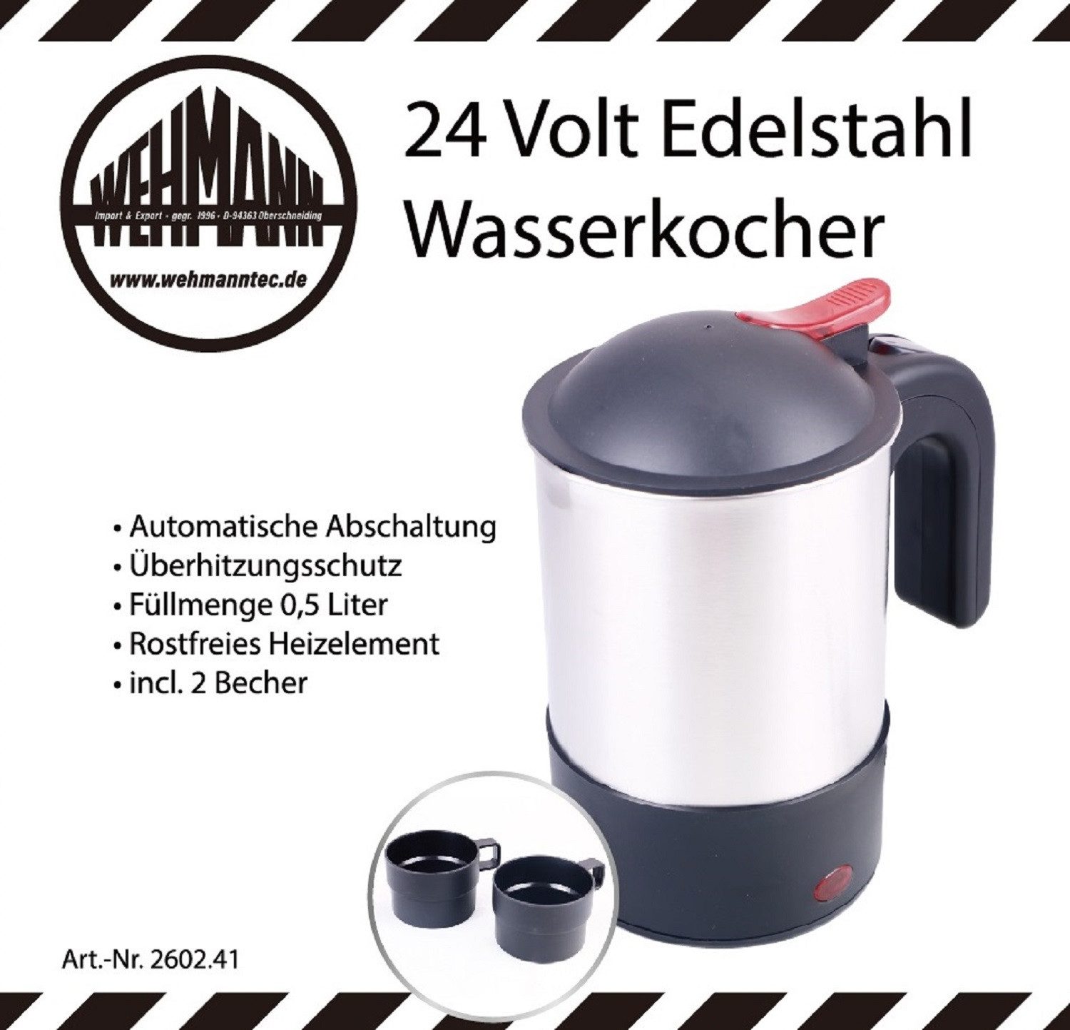 Reise-Wasserkocher Wasserkocher 24 Volt für LKW, Edelstahl Babykostwärmer 24V