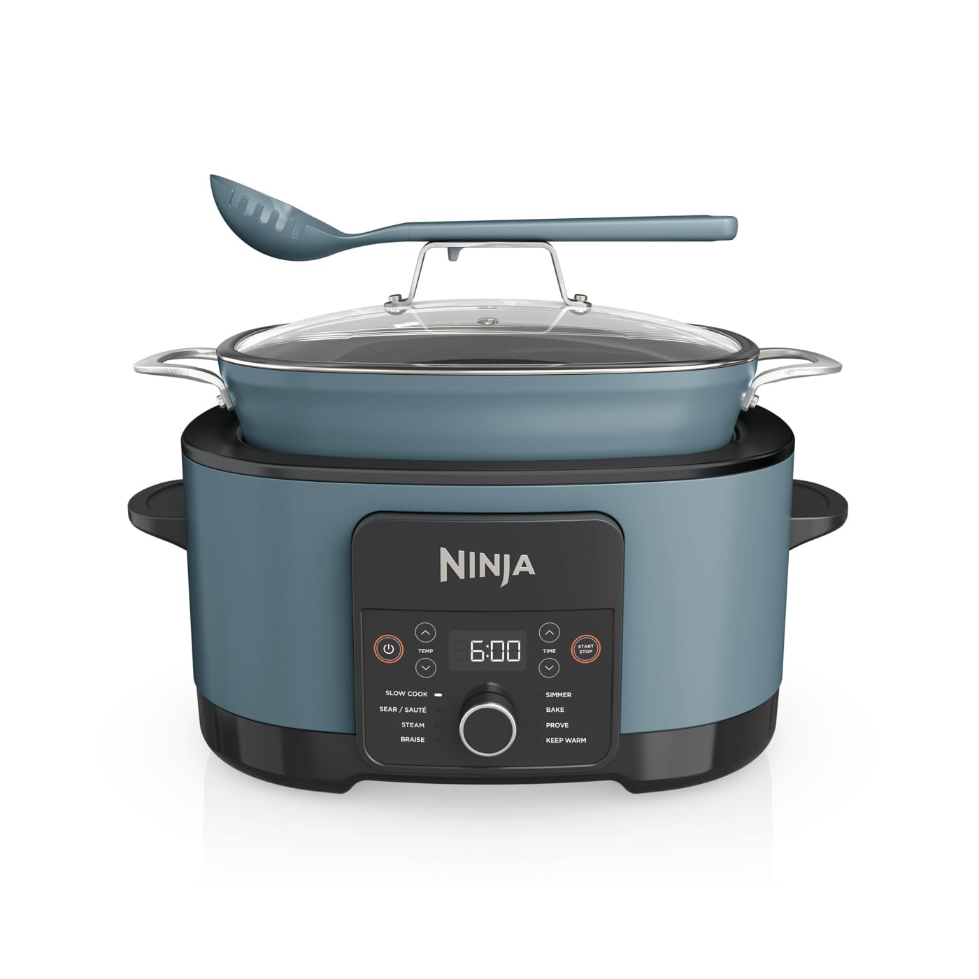 Multikocher 8-in-1 mit 8 l Fassungsvermögen für bis zu 8 Portionen, 1200 W, antihaftbeschichteter und spülmaschinenfester Kochtopf, in Meersalzgrau