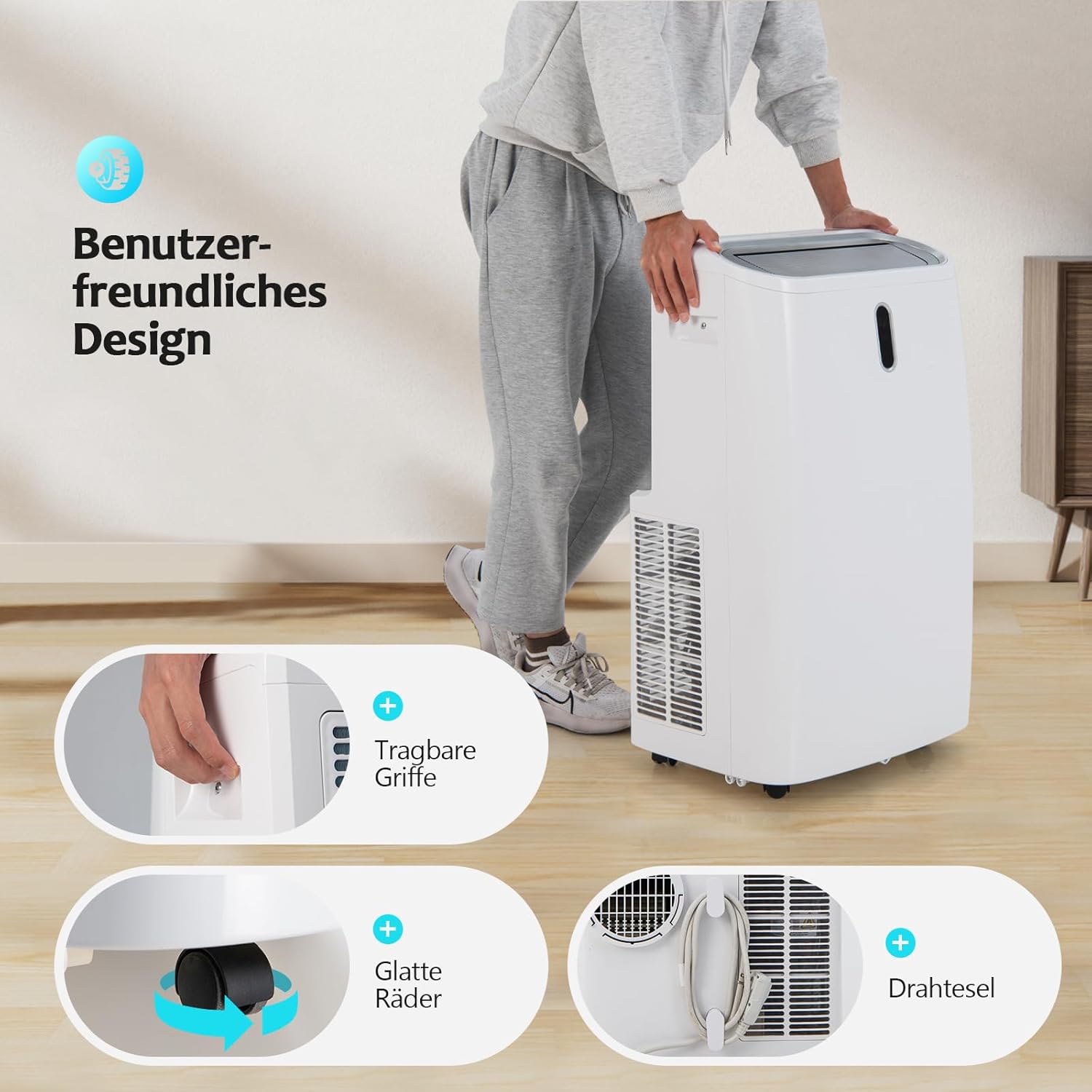GOPLUS 14000 BTU Klimaanlage mit Abluftschlauch, 5 in 1 mobiles Klimagerät: Kühlen, Heizen, Entfeuchten, Belüften, Schlafmodus | für Raumgröße bis 30㎡ | 24H-Timer | App/Fernbedienung (14000BTU)
