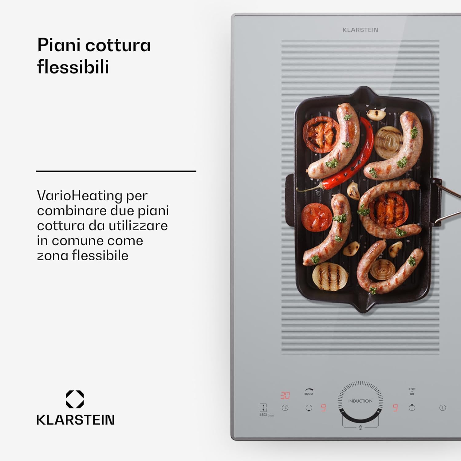Klarstein Piastra Induzione 2 Fuochi, Piano Cottura Induzione 3500W, Piano Cottura Induzione a 2 Fuochi Integrata con Controllo Touch, Fornello a Induzione, Piastra ad Induzione Professionale 2 Zone