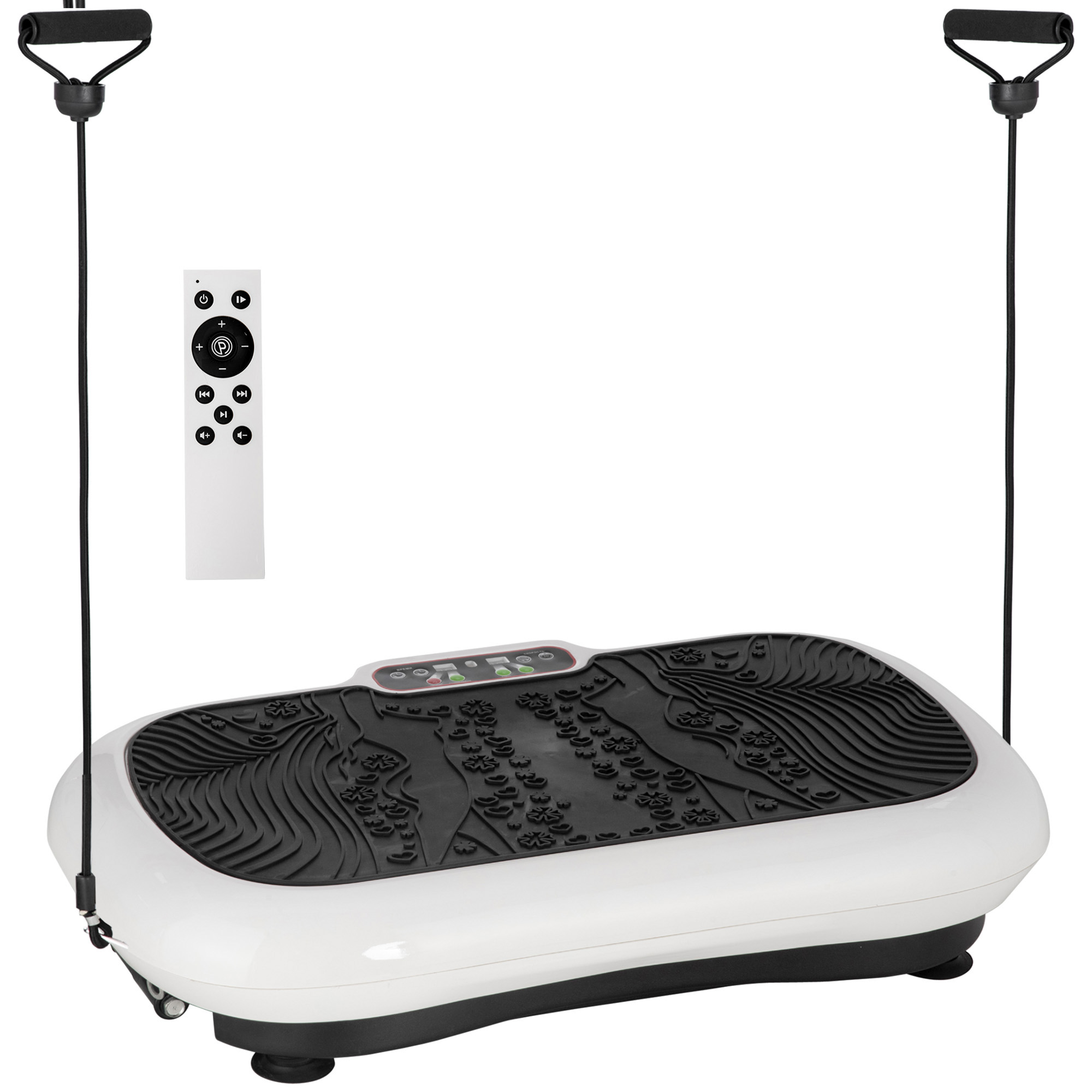 HOMCOM Vibrationsplatte mit 99 Stufen, 2 Fitnessbändern 73 x 40 x 13cm Weiß+Schwarz