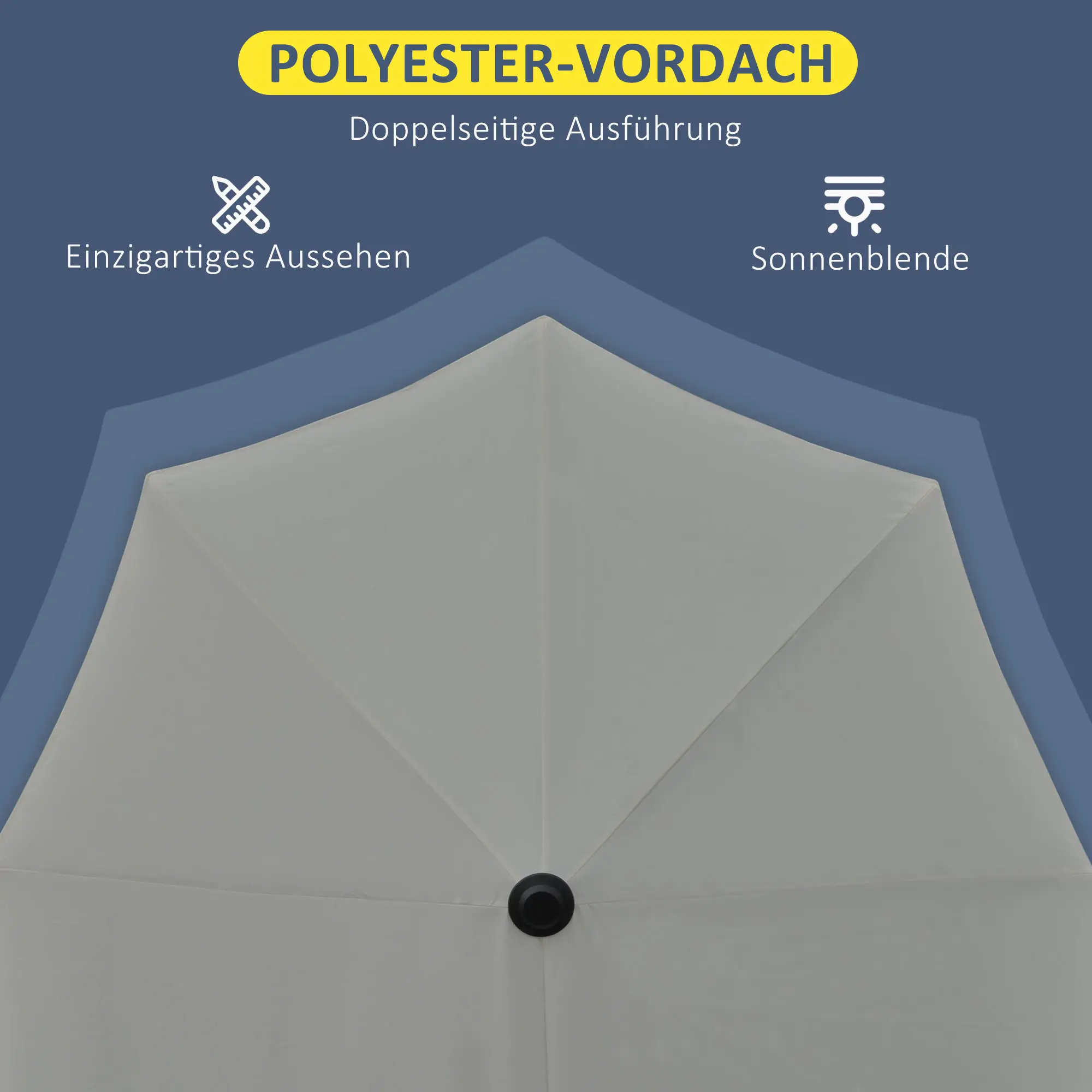 Outsunny Halbrundschirm Sonnenschirm mit Handkurbel Belüftung