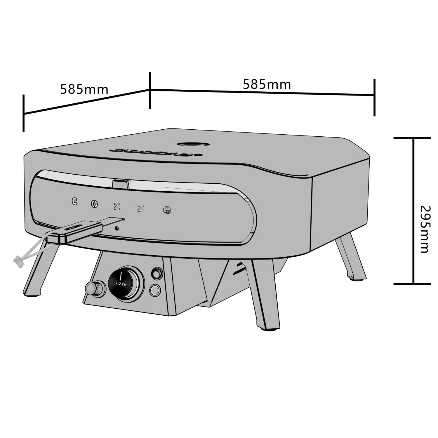 Gas-Pizzaofen 17 Zoll mit rotierendem Pizzastein Ø43 cm, bis 600 °C, Pizza in 2 Minuten