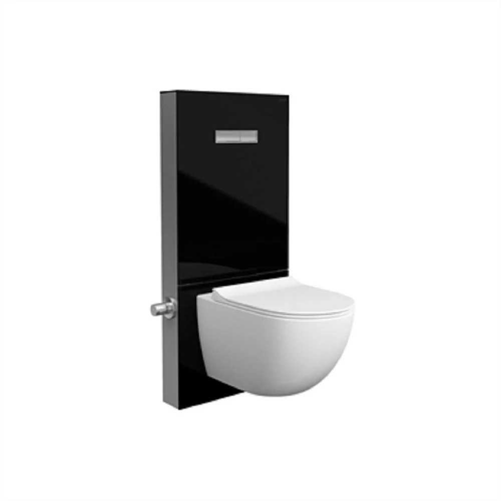 VitrA Vitrus Lavabo a piantana: nero con rubinetto per water sospeso con doccia