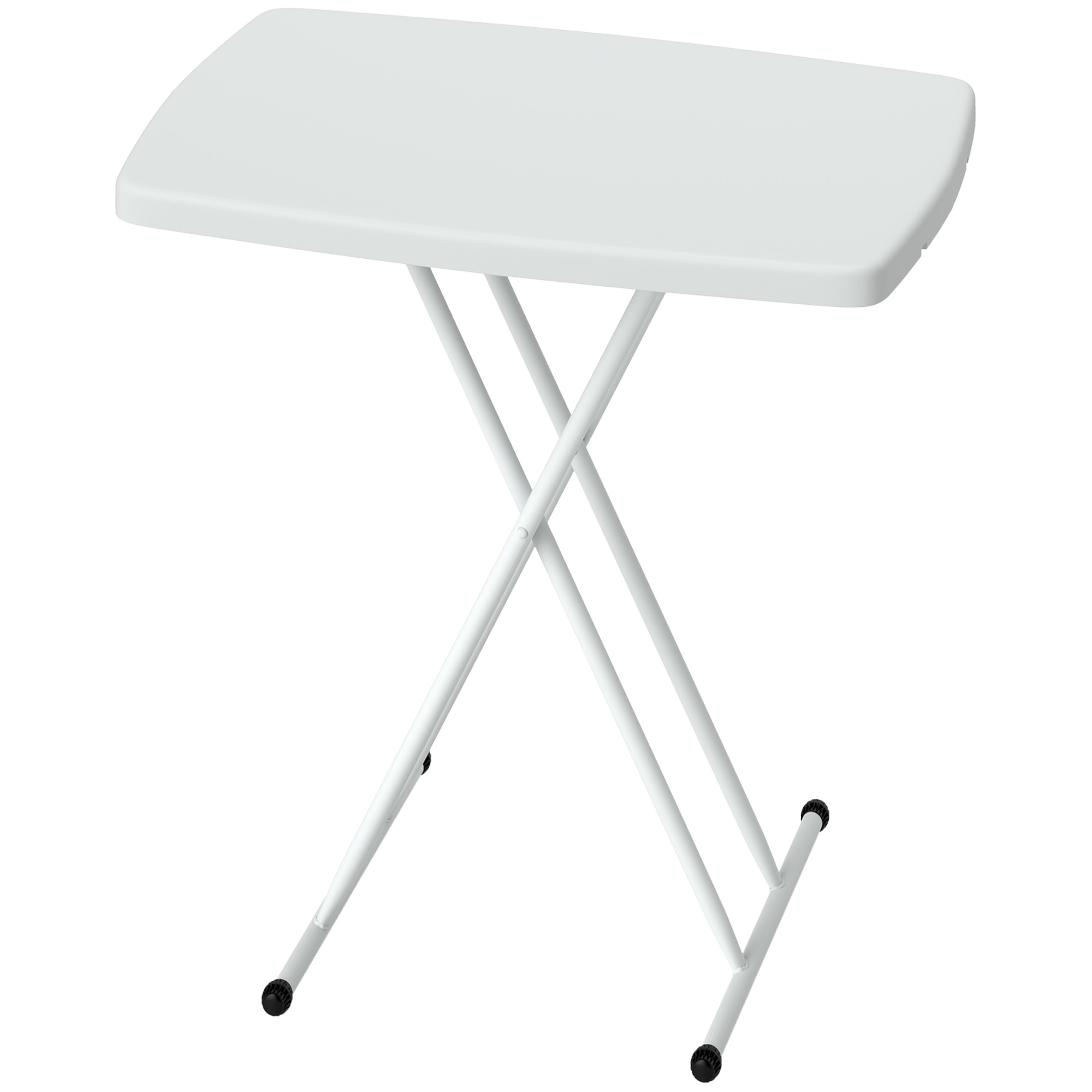 Outsunny Gartentisch, Tragbarer Tisch für den Außenbereich aus Kunststoff und Metall, Bistrotisch, für Terrasse, Garten, Weiß