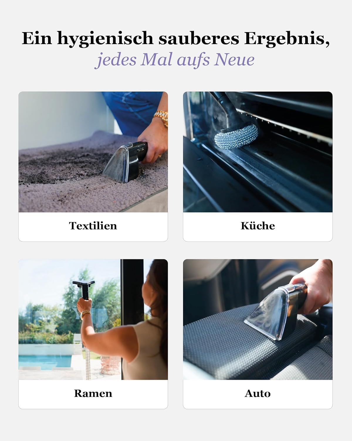 Motionflow PRO Teppichreiniger Waschsauger mit Dampffunktion – 1700W Dampfbürste, Polsterreiniger für Teppiche, Polstermöbel und Autositze uvm. Nasssauger mit Selbstreinigung, Dampfreiniger für alles