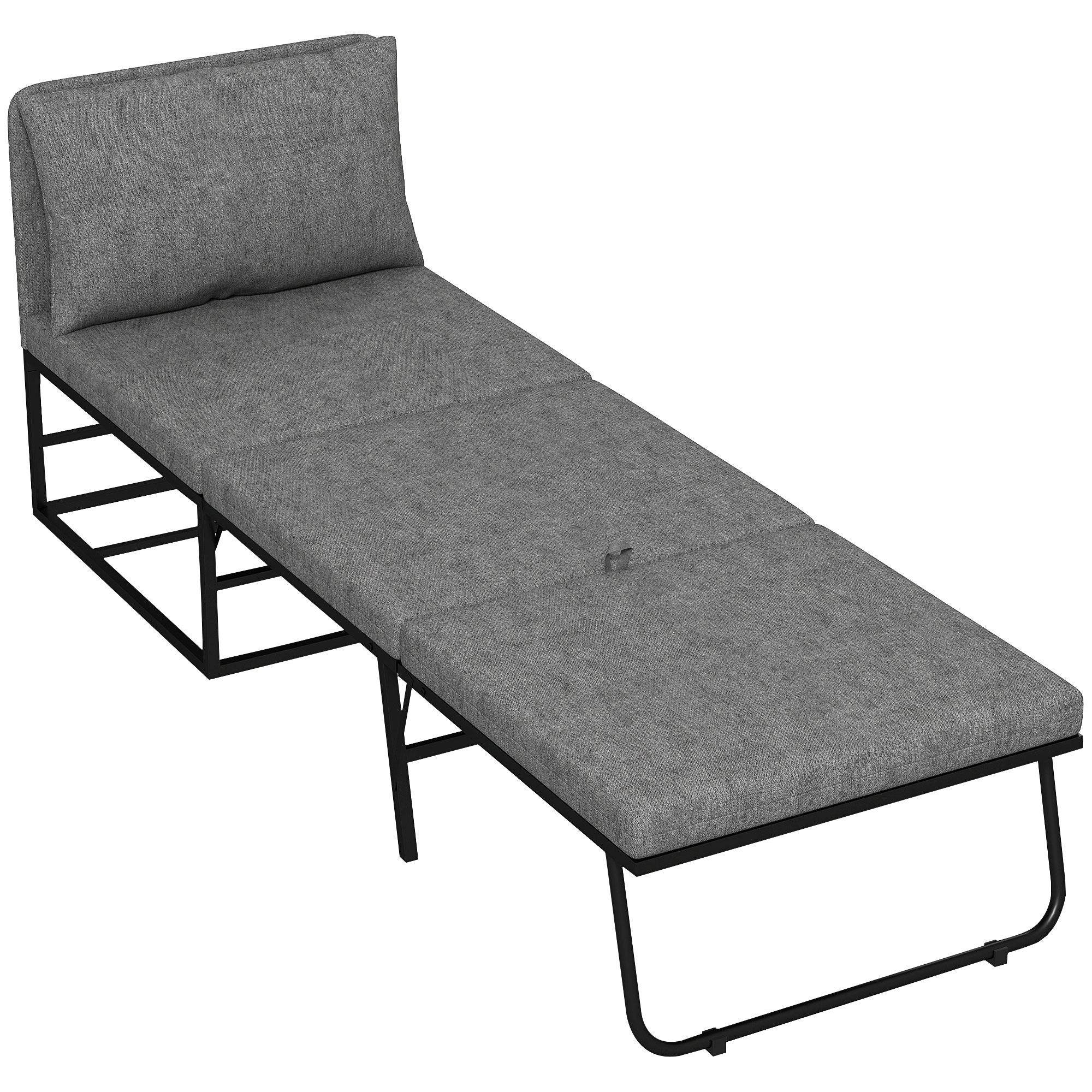 HOMCOM 1-Sitzer-Convertible-Sessel 2-in-1 klappbar mit Kissen und Staubschutzhülle, für Gäste, Wohnzimmer, Büro, Grau
