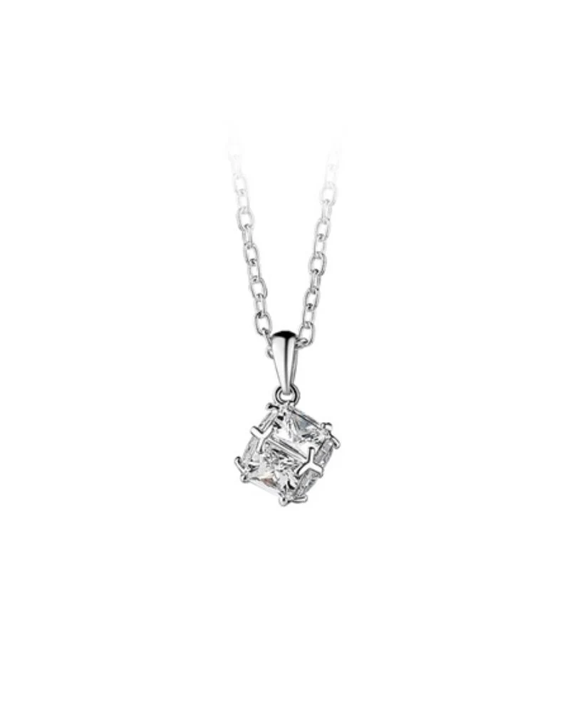 Newbridge Silverware Square Drop Pendant with Stone