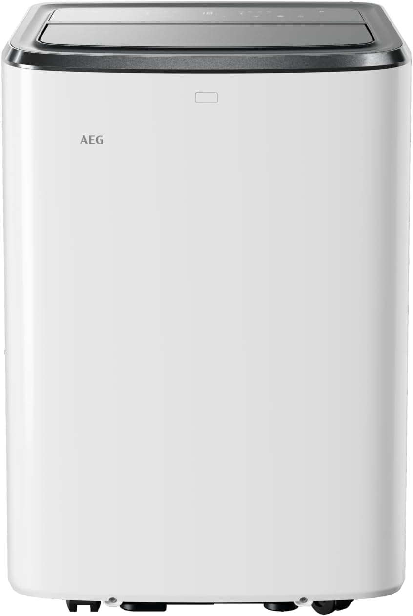 AEG Chillflex Pro AXP26U338CW mobile Klimaanlage / LED Display / Touch-Buttons / Fernbedienung / 30-40 m² / Kühlfunktion / Ventilator / Entfeuchtungsfunktion / Automatik / weiß/silber/schwarz