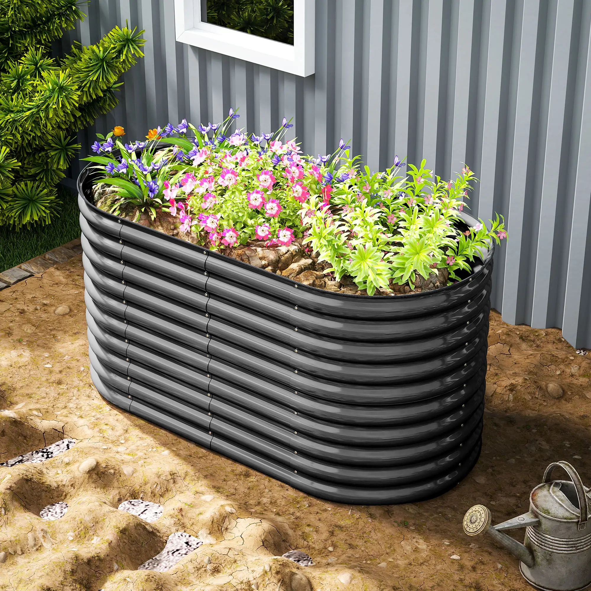 Verhoogde moestuinbak 160x80x80 cm van staal voor tuin & balkon
