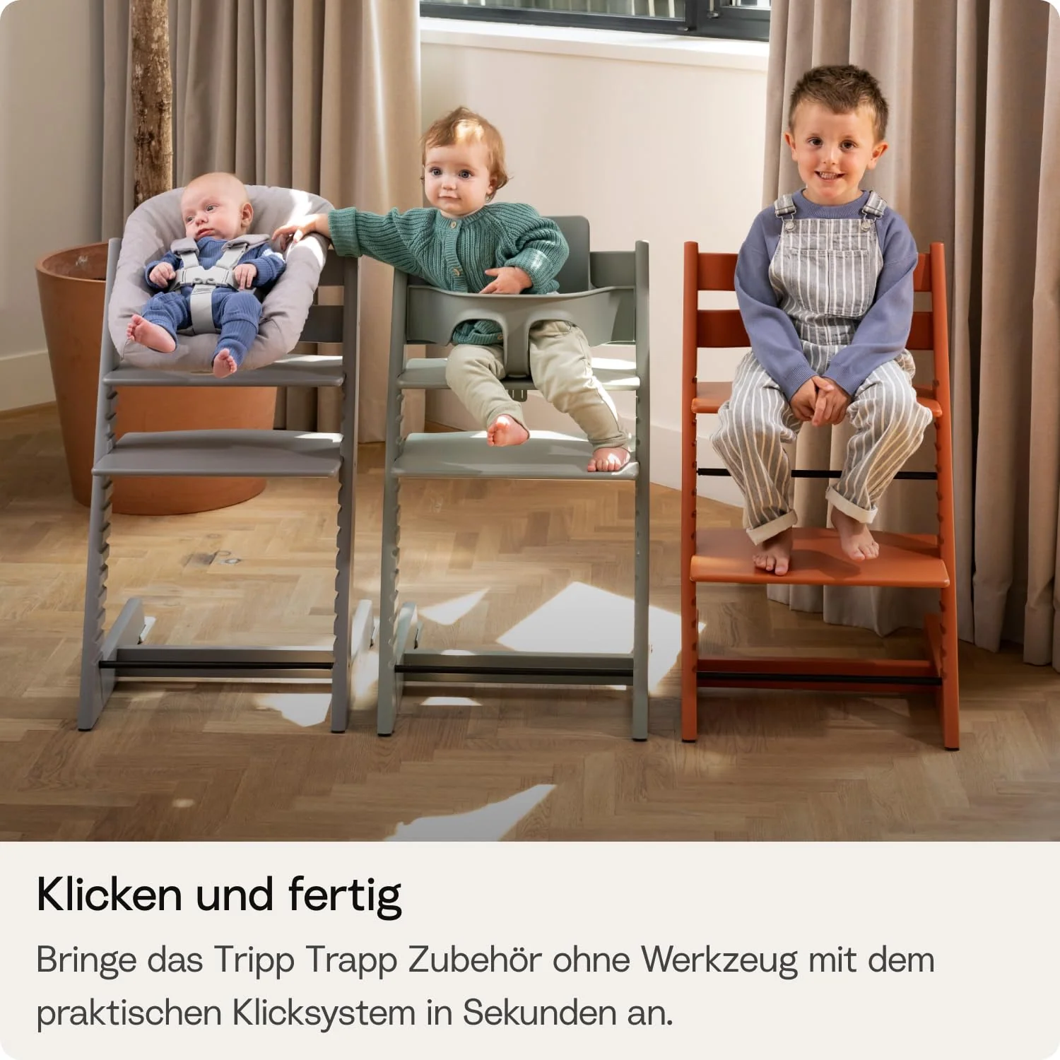 Stokke Tripp Trapp® Hochstuhl aus Holz, mitwachsender Kinderstuhl mit verstellbarer Sitz- und Fußplatte