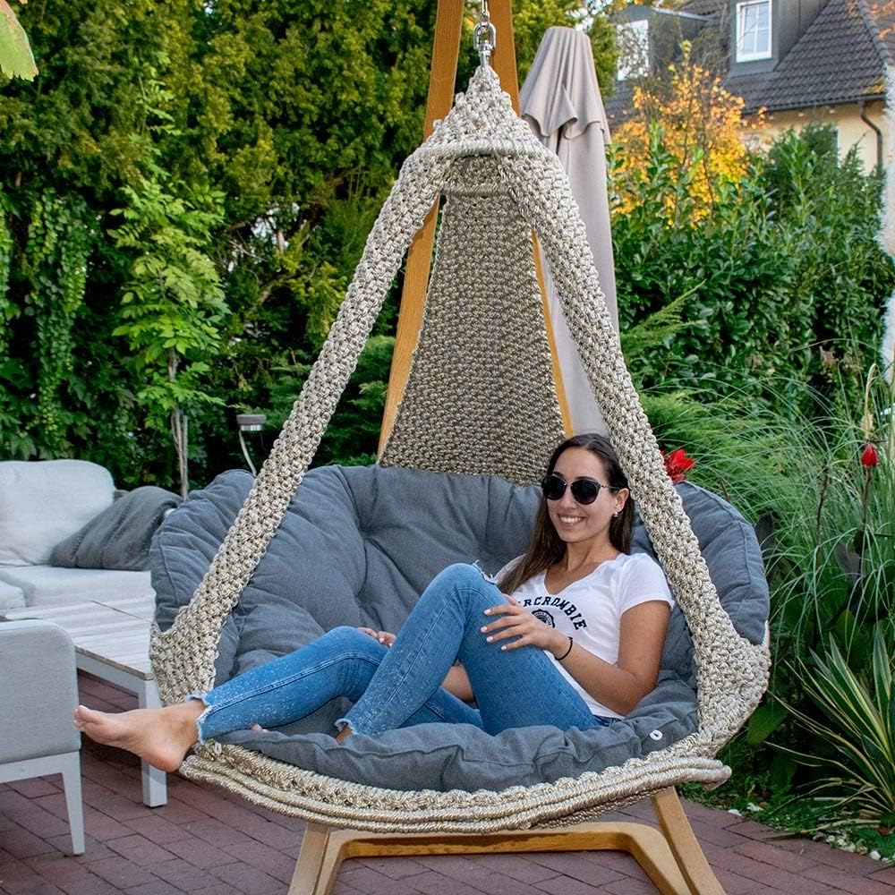 Lola Hängesofa Nido XL Champagne wetterfest mit Kissen Anthracite - Kollektion 2019