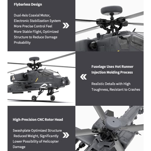 Elicottero telecomandato, scala 1/32, 2.4G 6CH F11 S AH64, aereo telecomandato con doppio asse Co Drive Flybarless 6G/3D Stunt YU XIANG RC aereo per adulti (RTF GPS Smart Version) : Giochi e giocattoli