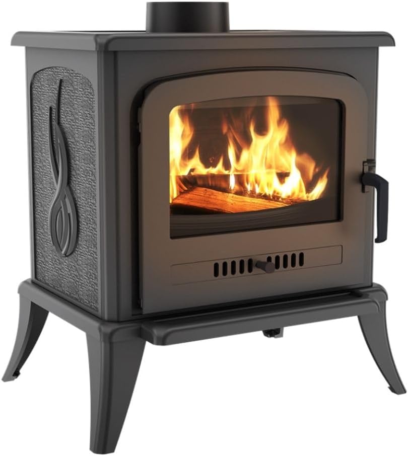 KRATKI Stufa a legna in ghisa KOZA K7 5kW Ø130mm - riscaldamento efficiente gamma di potenza 3-8kW, Stufa in ghisa economica ECO-DESIGN - Stufe Vintage & Svedesi - Classe di efficienza energetica A