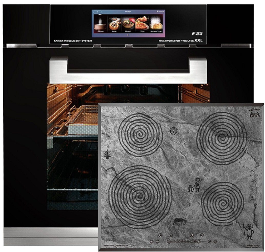 Backofen-Set Herd Set Einbaubackofen Multifunktions-Elektro-Backofen mit Pyrolyse und Dampfreinigung, TFT Display, 60cm, 86L,Air Fry+ Induktions-Kochfeld 60 cm EH 6344 N+KCT 6705 FI Ära