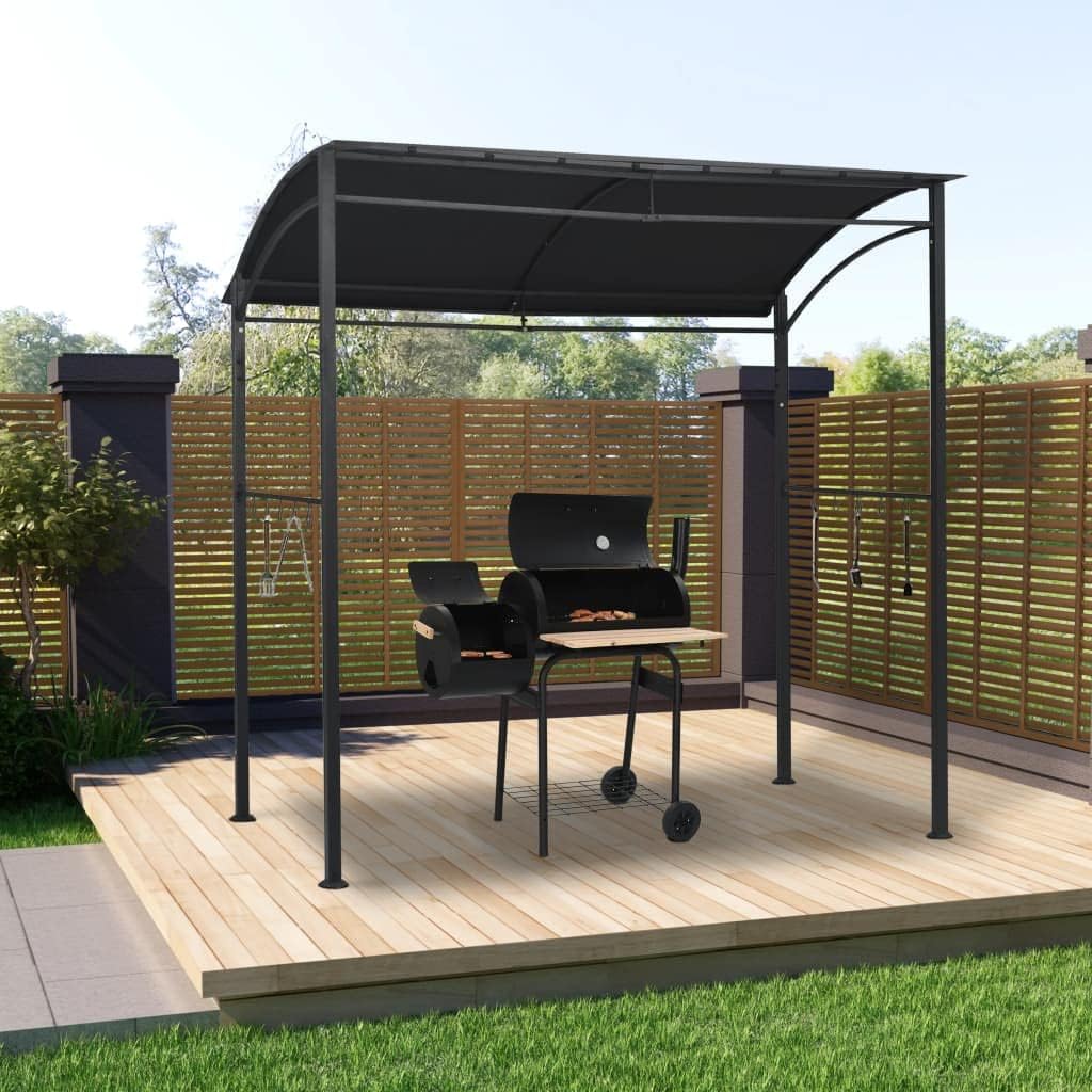 AUVYI Pavillon, 215x150x220 cm, Anthrazit, Gartenpavillion Winterfest Festival BBQ- Stahl Pergola