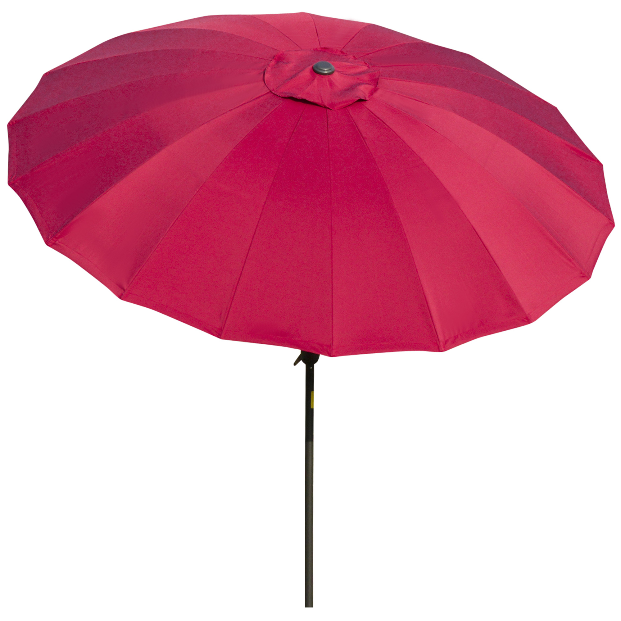 Outsunny Neigbarer runder Gartenschirm mit 18 Fiberglasrippen Kurbel Mast aus Metall Fiberglas Ø 2,5m Polyester Hochdichte Weinrot