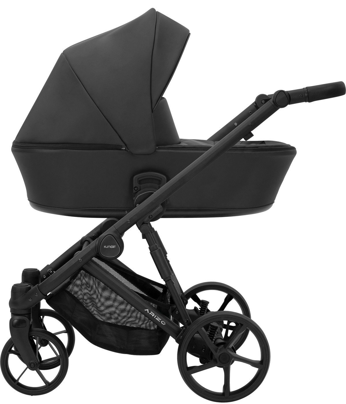 Kombi-Kinderwagen ARIZO 3 in1 Öko-Leder Kinderwagen mit schwarzem Gestell inkl. Zubehör