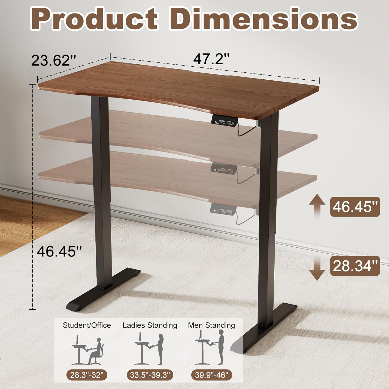 Solid Wood Electric Standing Desk 47