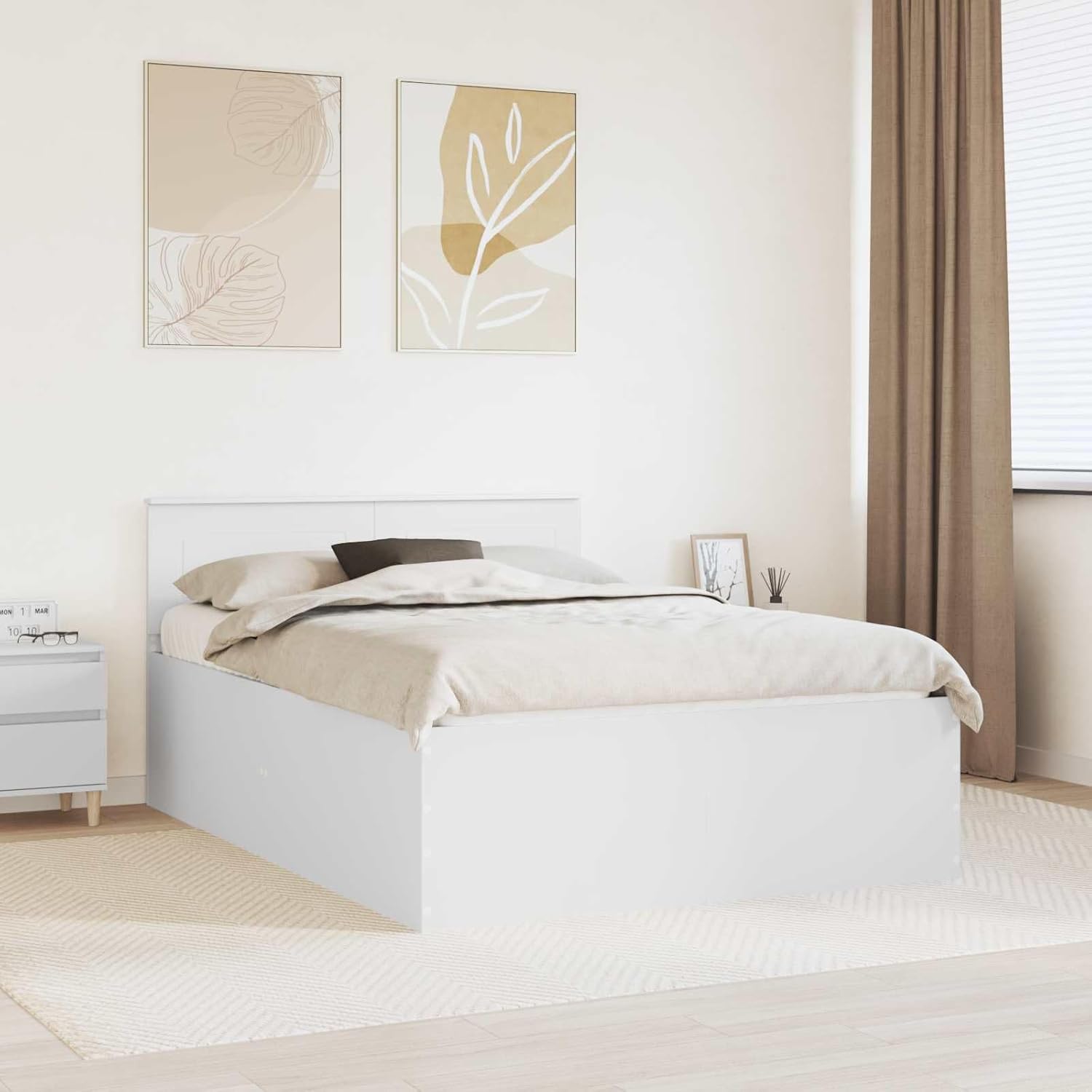 Generico Struttura del Letto Bianco 140 x 200 cm Legno Multistrato,Mobili,Set di mobili,Bianco,61.7 kg,3408578