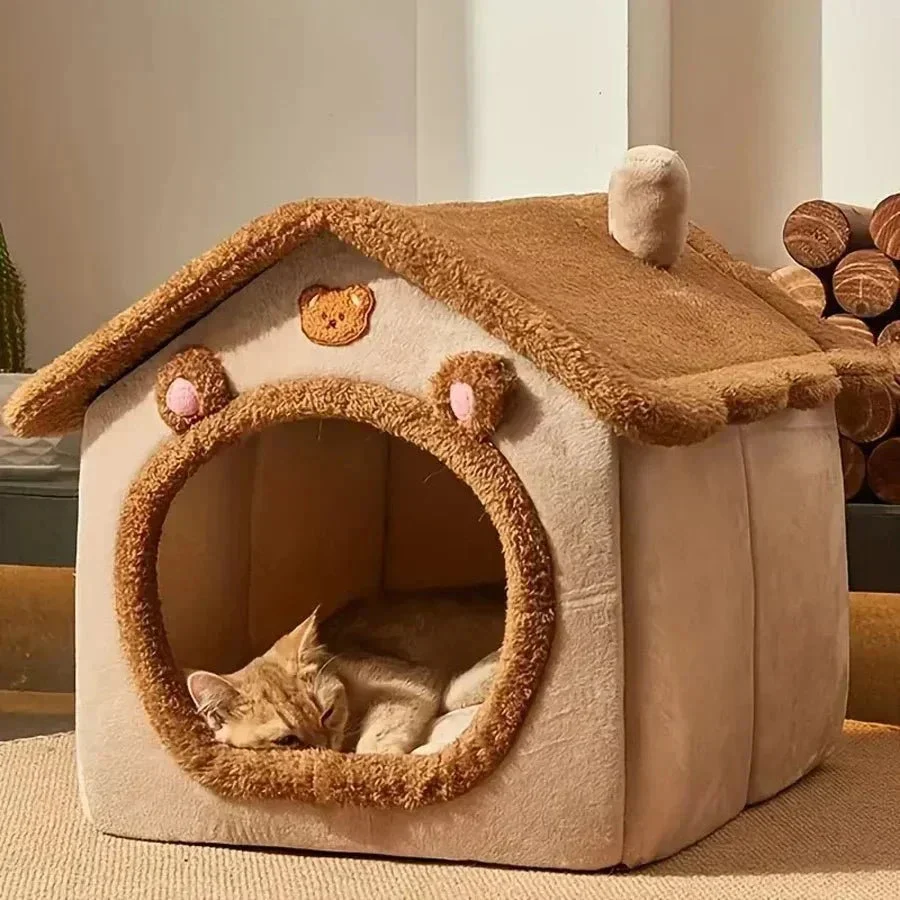 Plush Cat Cave Bed �C Enclosed Design for Stress Relief & Cozy Rest