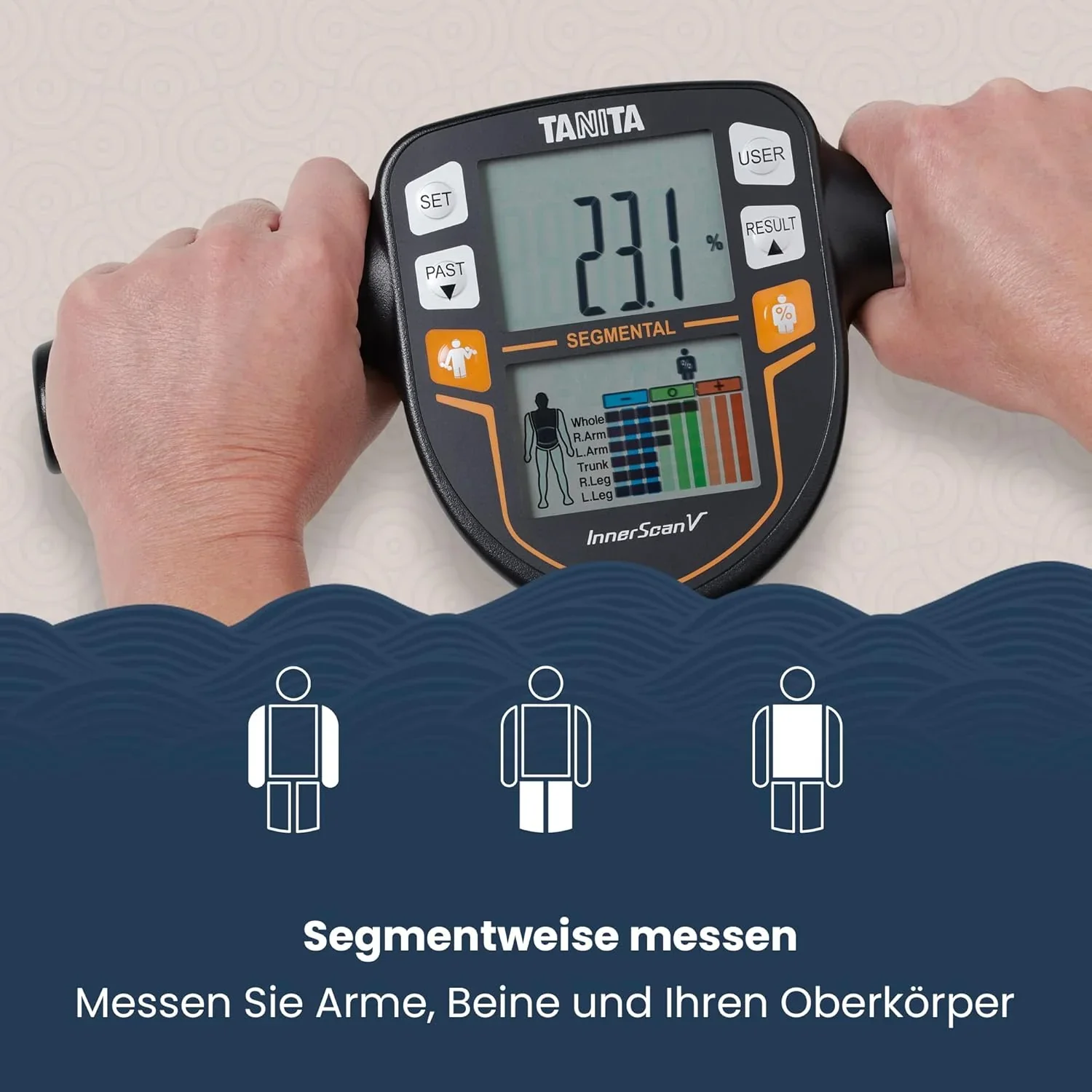 TANITA BC-545N Segment-K?rperzusammensetzungswaage On Screen Messwerte pro K?rperteil 10 Messungen Silber | 1er pack