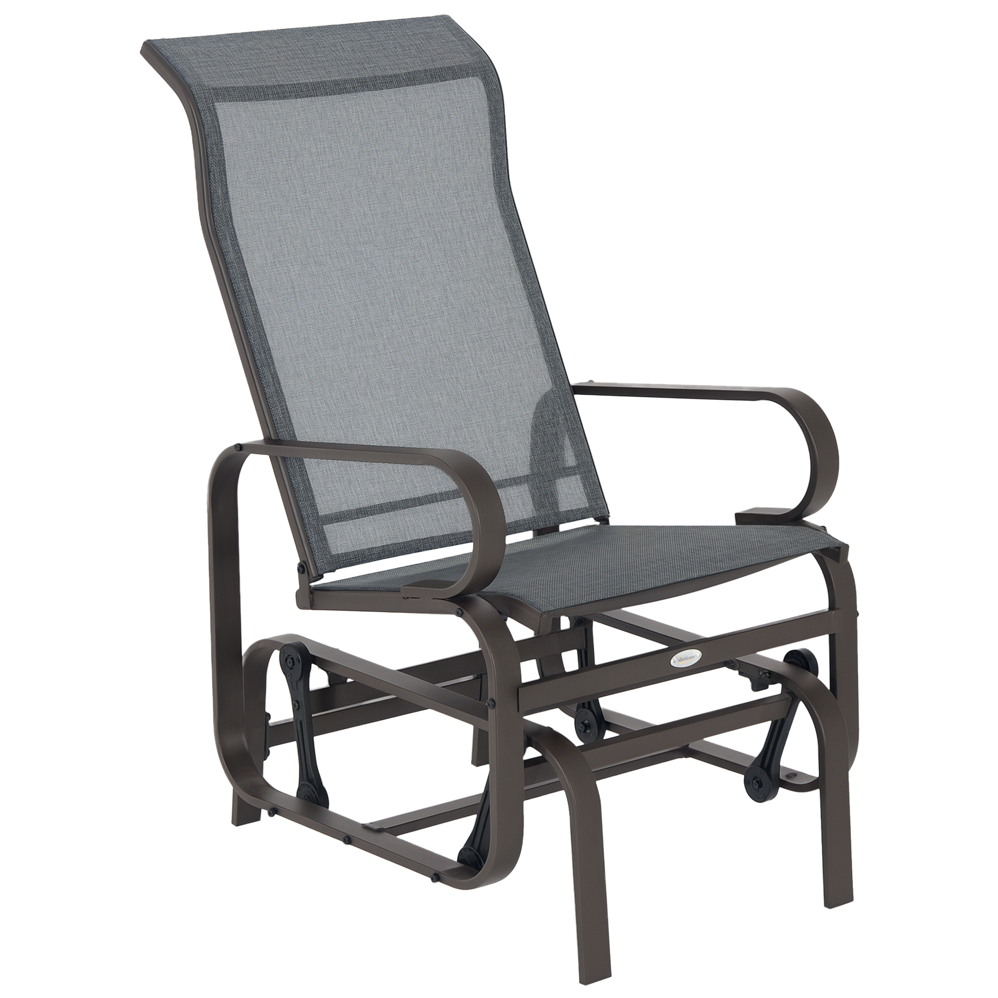 Outsunny Schaukelstuhl Garten Gartenstuhl Relaxstuhl Gartenschaukel Garten Metall Schaukel Stuhl für Garten Terrasse Balkon Texteline Grau 60 x 73 x 104 cm