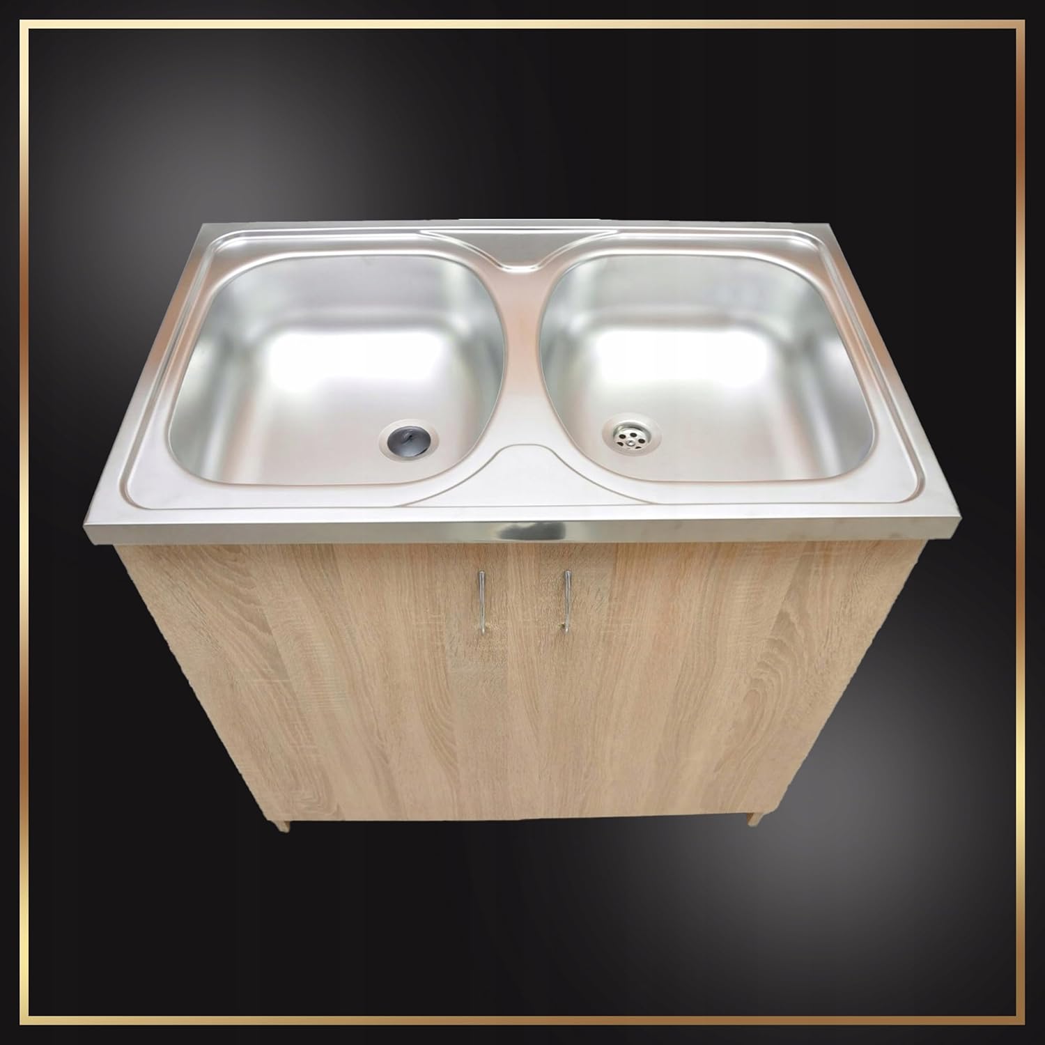 Sonoma - Armadio da cucina, 80 cm, 2 camere, colore beige, flessibile, 46 cm, con raccordo elastico, pronto per il montaggio XXL